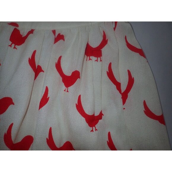 One O Eight Skirt women L Red Bird Print Lined Retro Fun Pockets - Picture 3 of 7